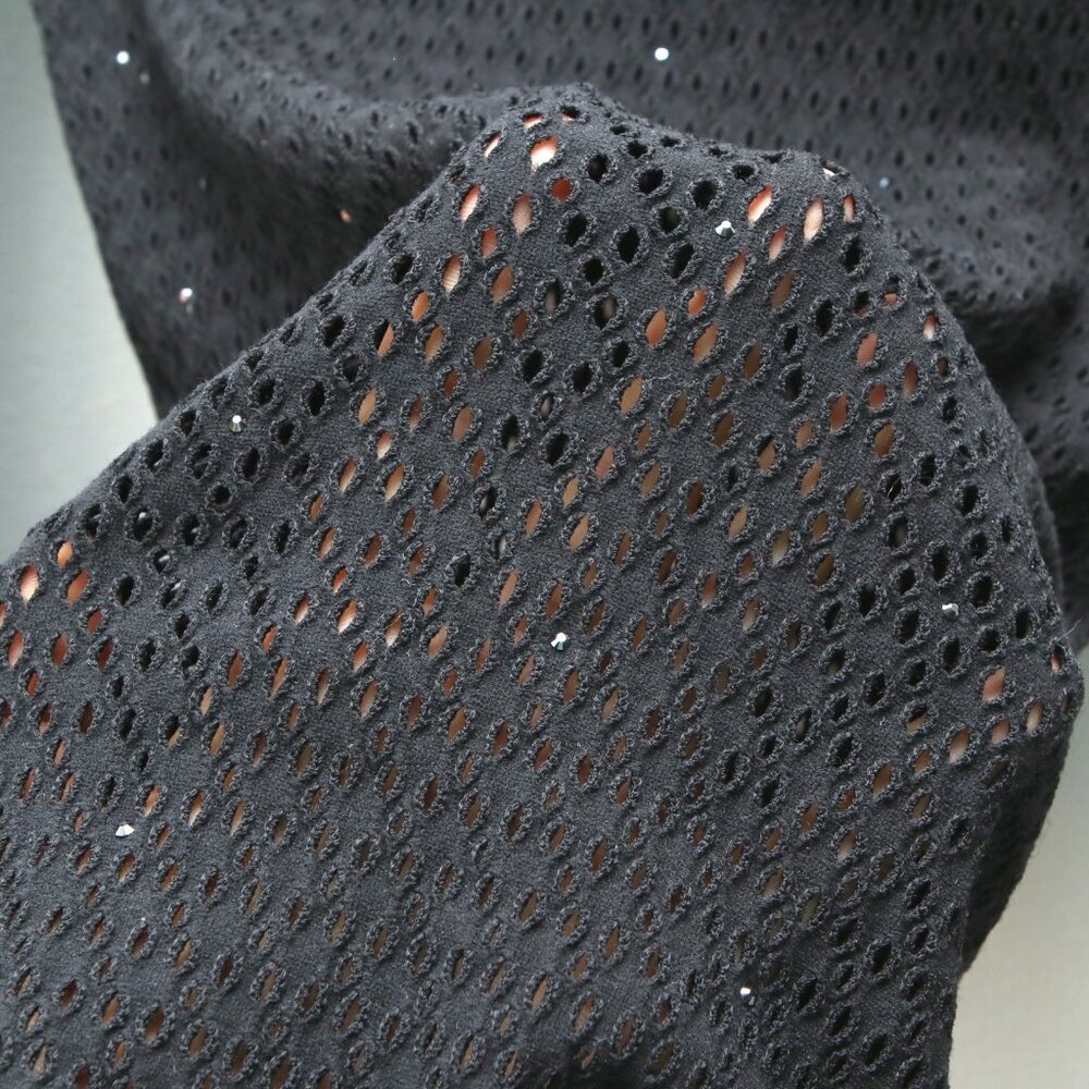 Wolford JEANNE Wool Mesh Pullover Swarovski Elements Black Crystals Sweater NEW - Picture 7 of 12
